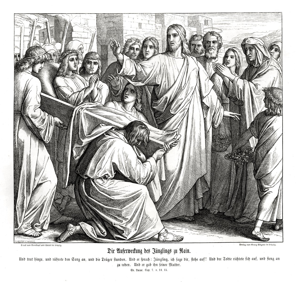 Resurrección del hijo de la viuda de Naín, Evangelio de Lucas de Julius Schnorr von Carolsfeld