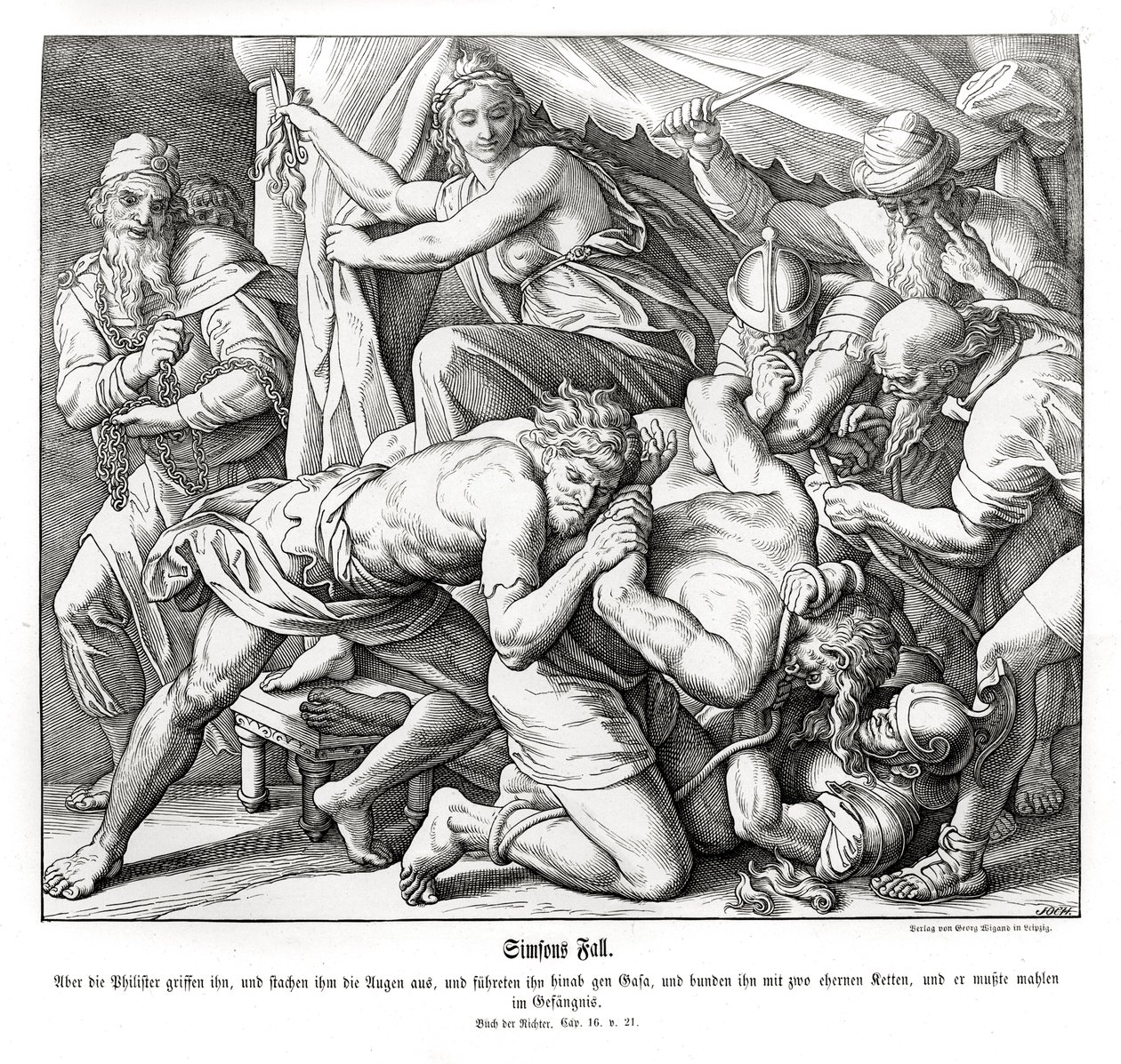 La caída de Sansón, Jueces de Julius Schnorr von Carolsfeld