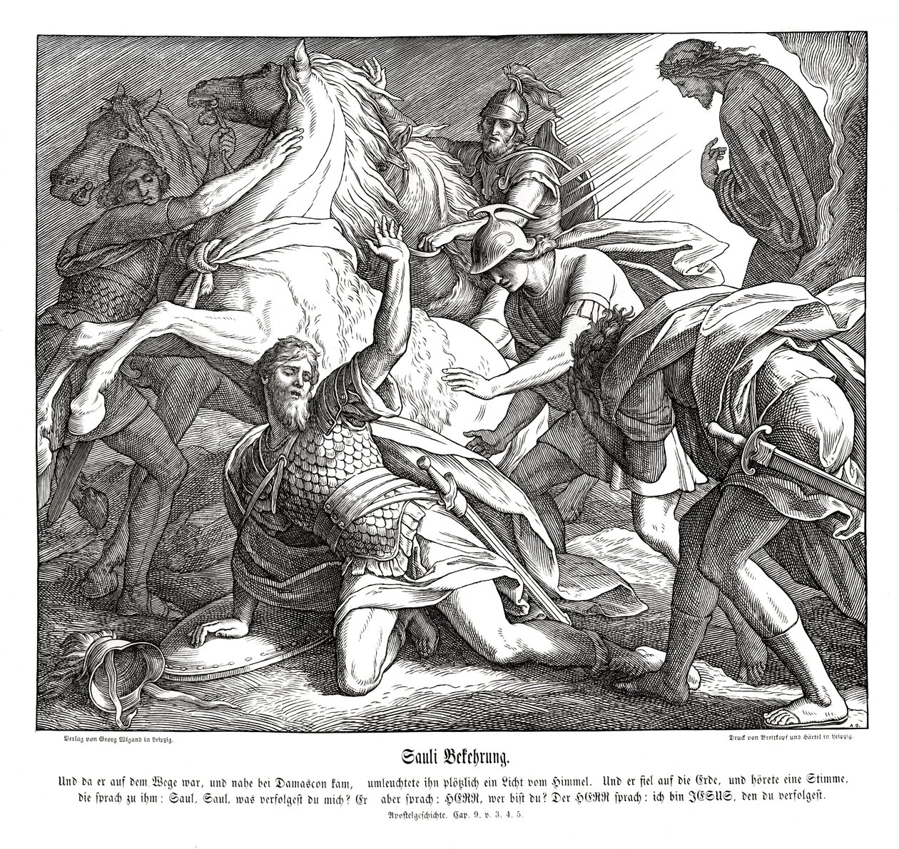 Saulo en el camino a Damasco, Hechos de los Apóstoles de Julius Schnorr von Carolsfeld