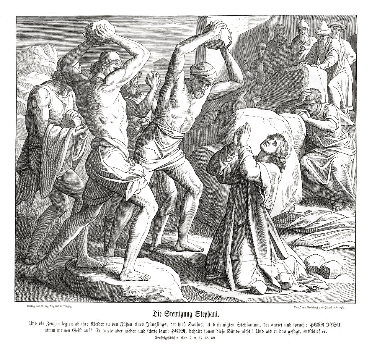 Lapidación de Esteban, Hechos de los Apóstoles de Julius Schnorr von Carolsfeld