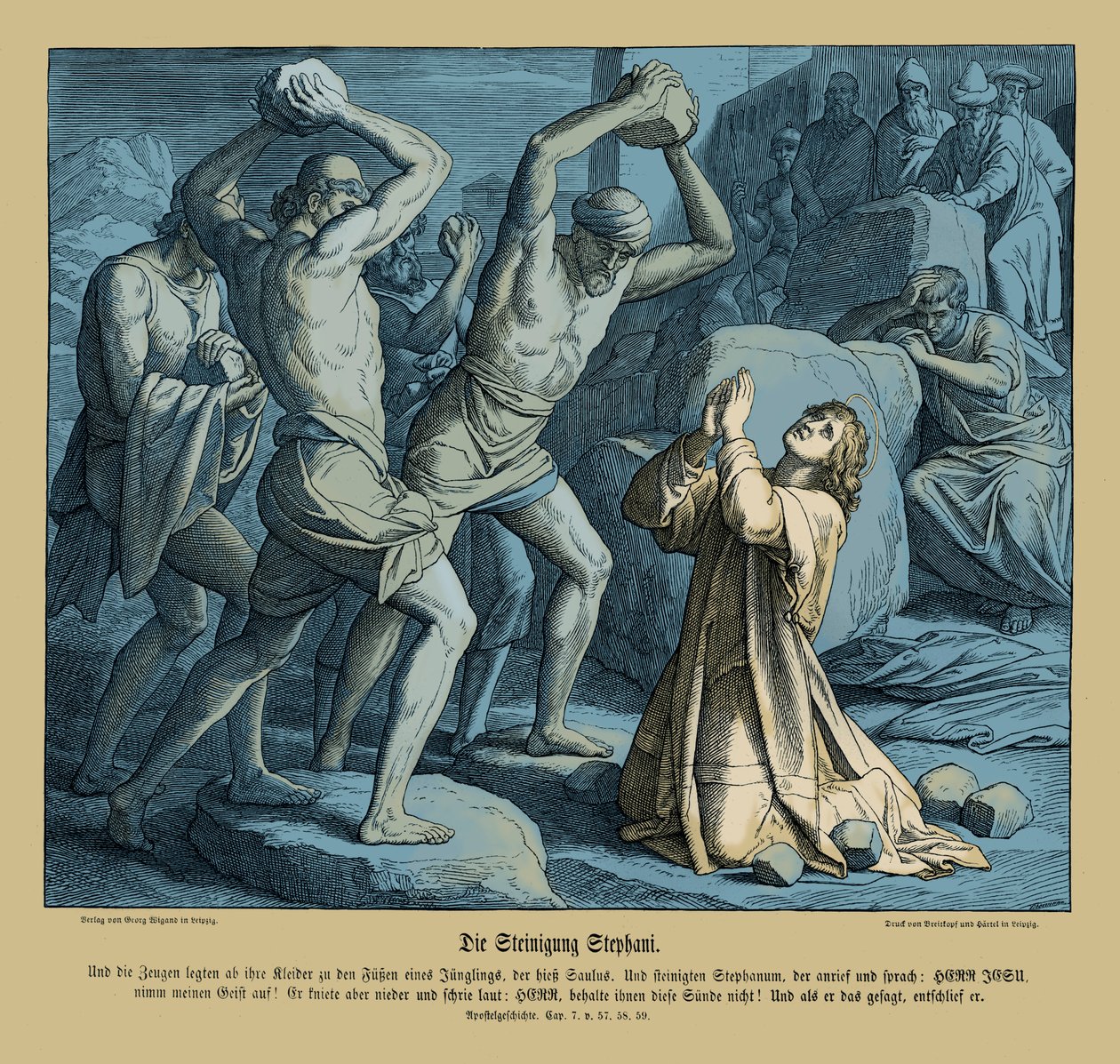 Lapidación de Esteban, Hechos de los Apóstoles de Julius Schnorr von Carolsfeld
