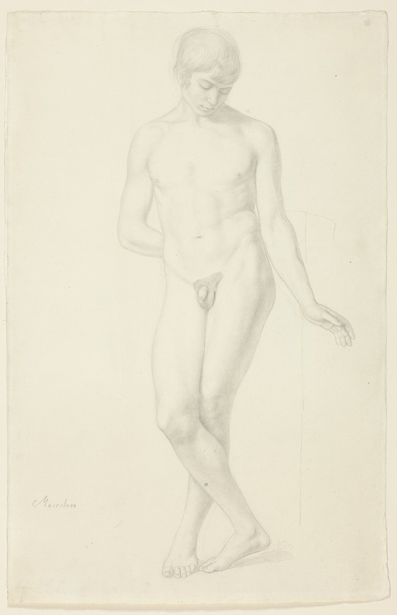 Estudio de un joven desnudo de pie de Julius Schnorr von Carolsfeld