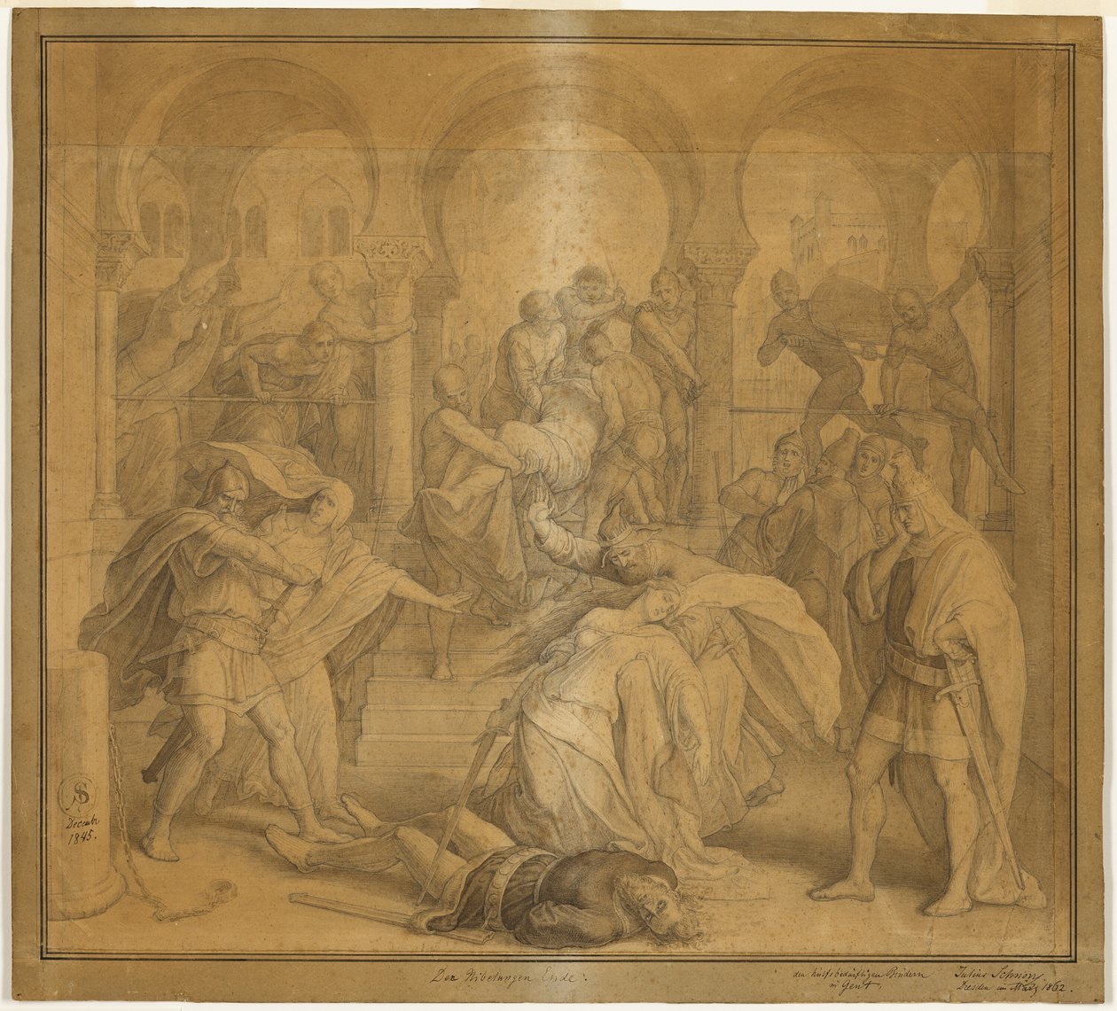 El fin del Nibelungo - La muerte de Krimilda de Julius Schnorr von Carolsfeld