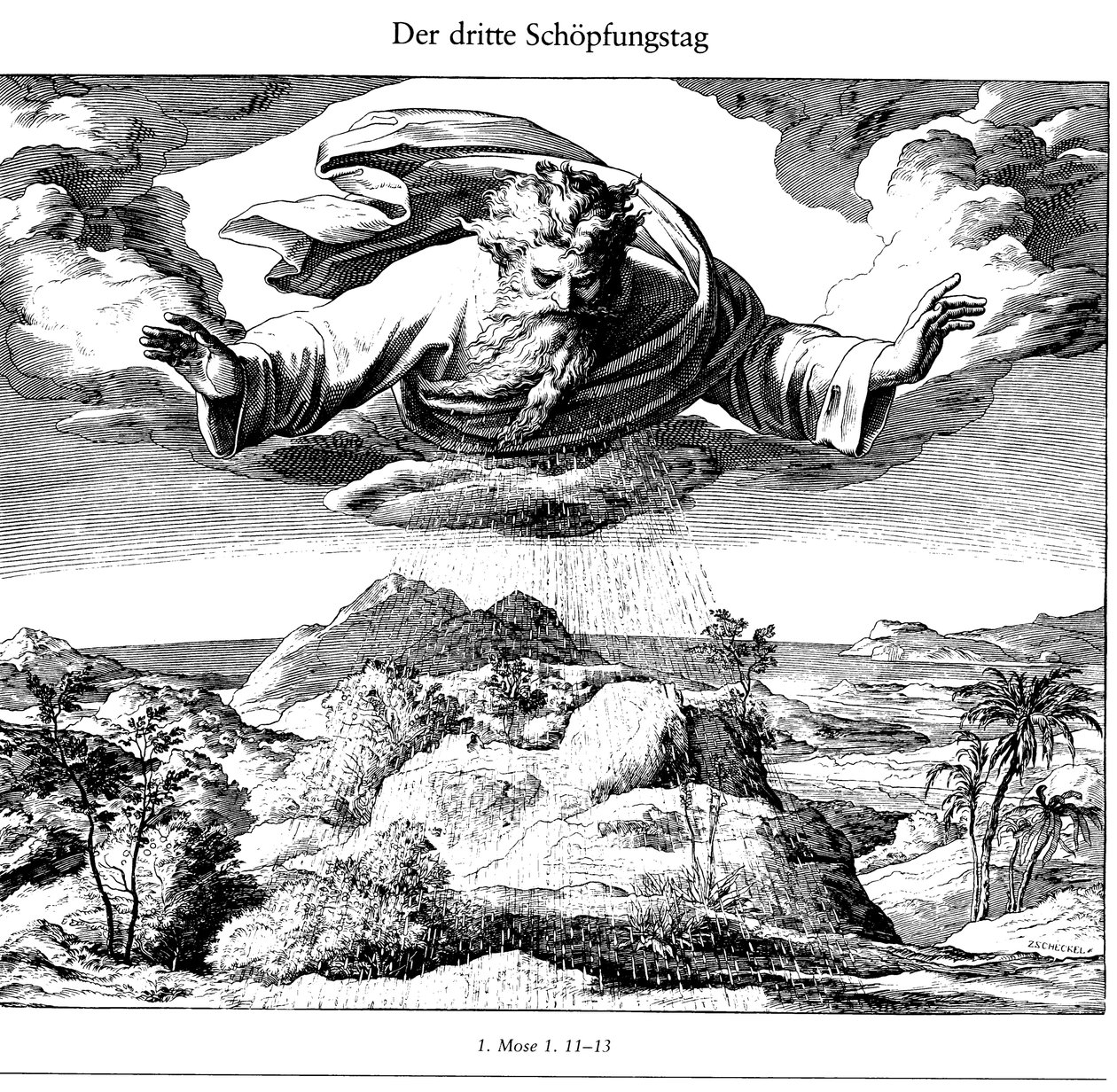 El tercer día de la creación de Die Bibel in Bildern, 1852-1860 de Julius Schnorr von Carolsfeld