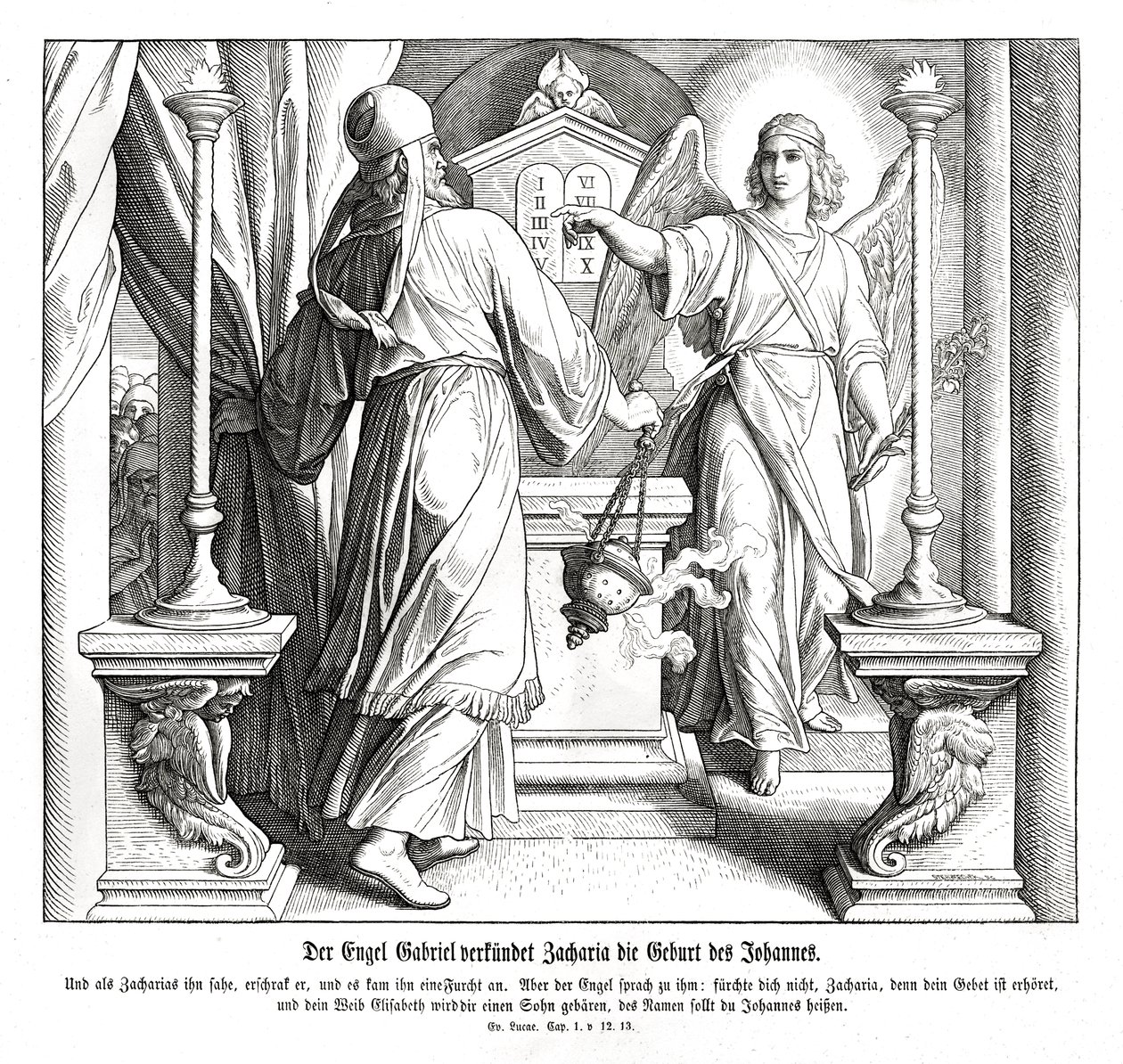 El ángel Gabriel aparece a Zacarías, Evangelio de Lucas de Julius Schnorr von Carolsfeld