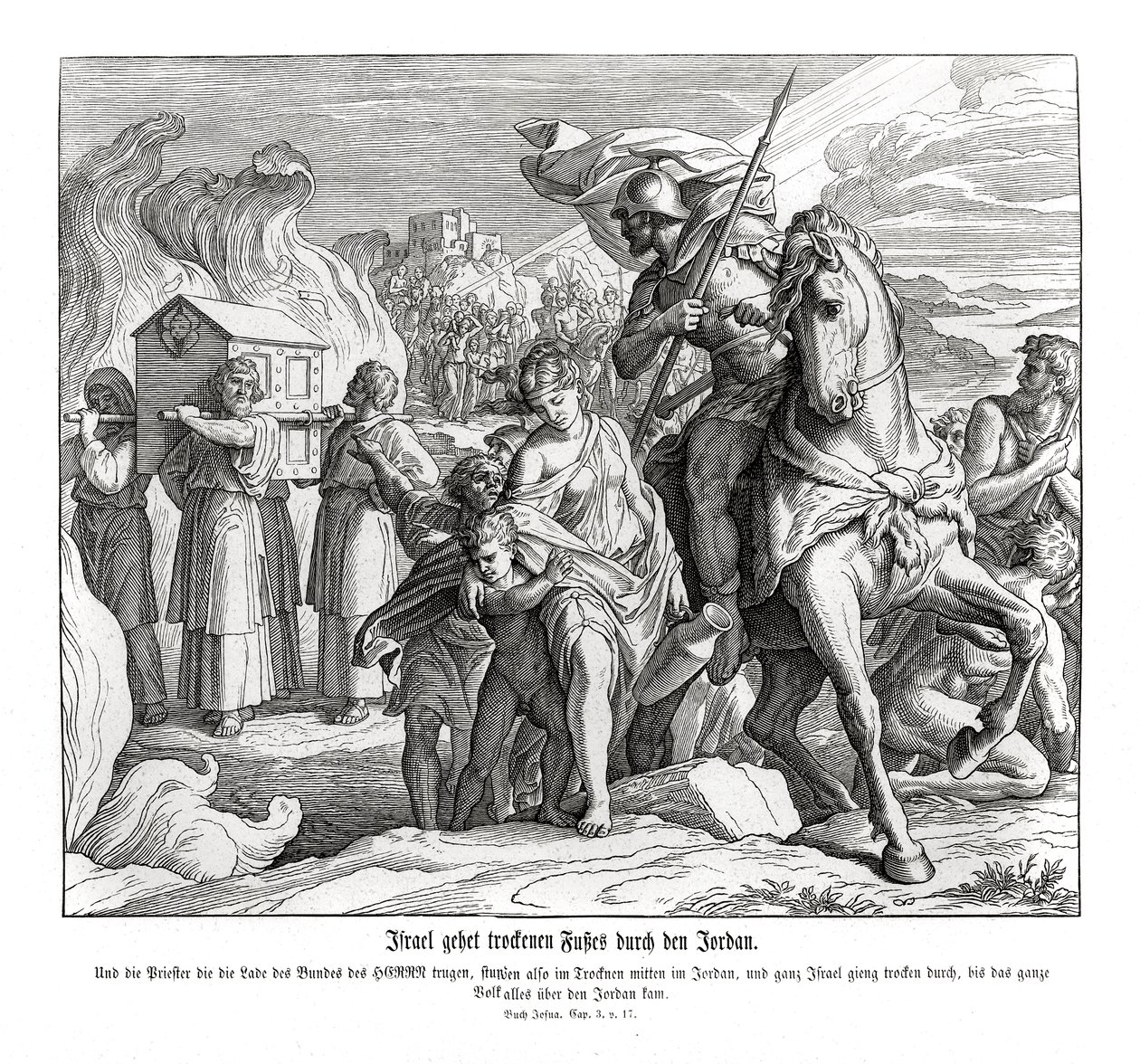 El arca de la alianza cruza el Jordán, Josué de Julius Schnorr von Carolsfeld