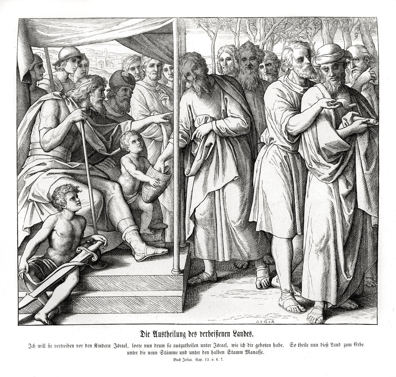 La división de la tierra prometida, Josué de Julius Schnorr von Carolsfeld