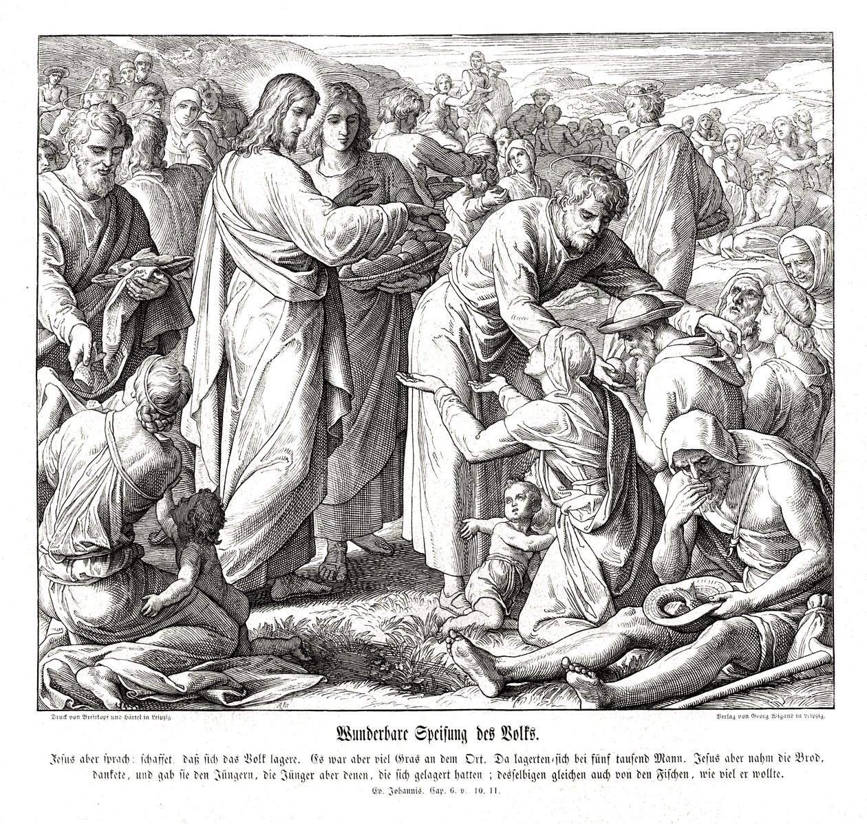 La alimentación de los 5000, Evangelio de Juan de Julius Schnorr von Carolsfeld