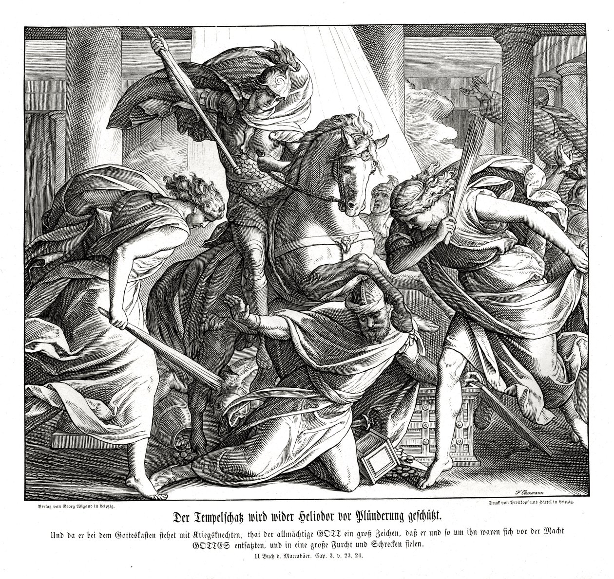 El tesoro del templo es protegido, 2 Macabeos de Julius Schnorr von Carolsfeld