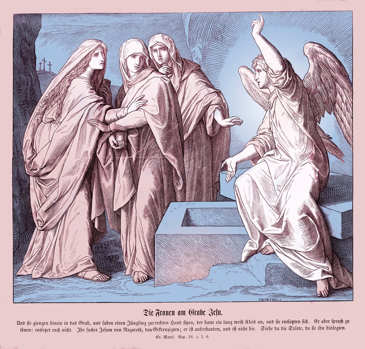 Las mujeres en la tumba de Jesús, Evangelio de Marcos de Julius Schnorr von Carolsfeld
