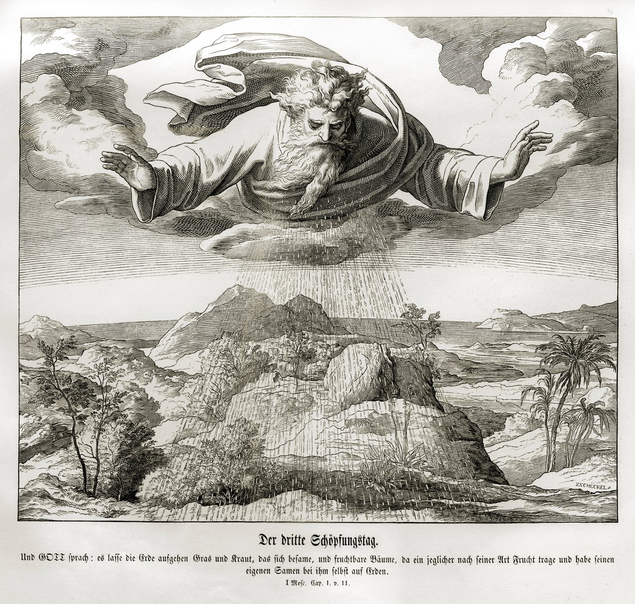 Tercer día de la creación, Génesis de Julius Schnorr von Carolsfeld