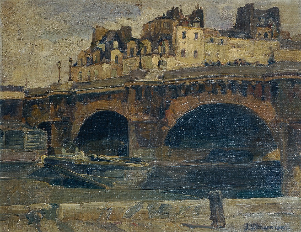 Paisaje parisino con Pont Neuf de Julius Ullmann
