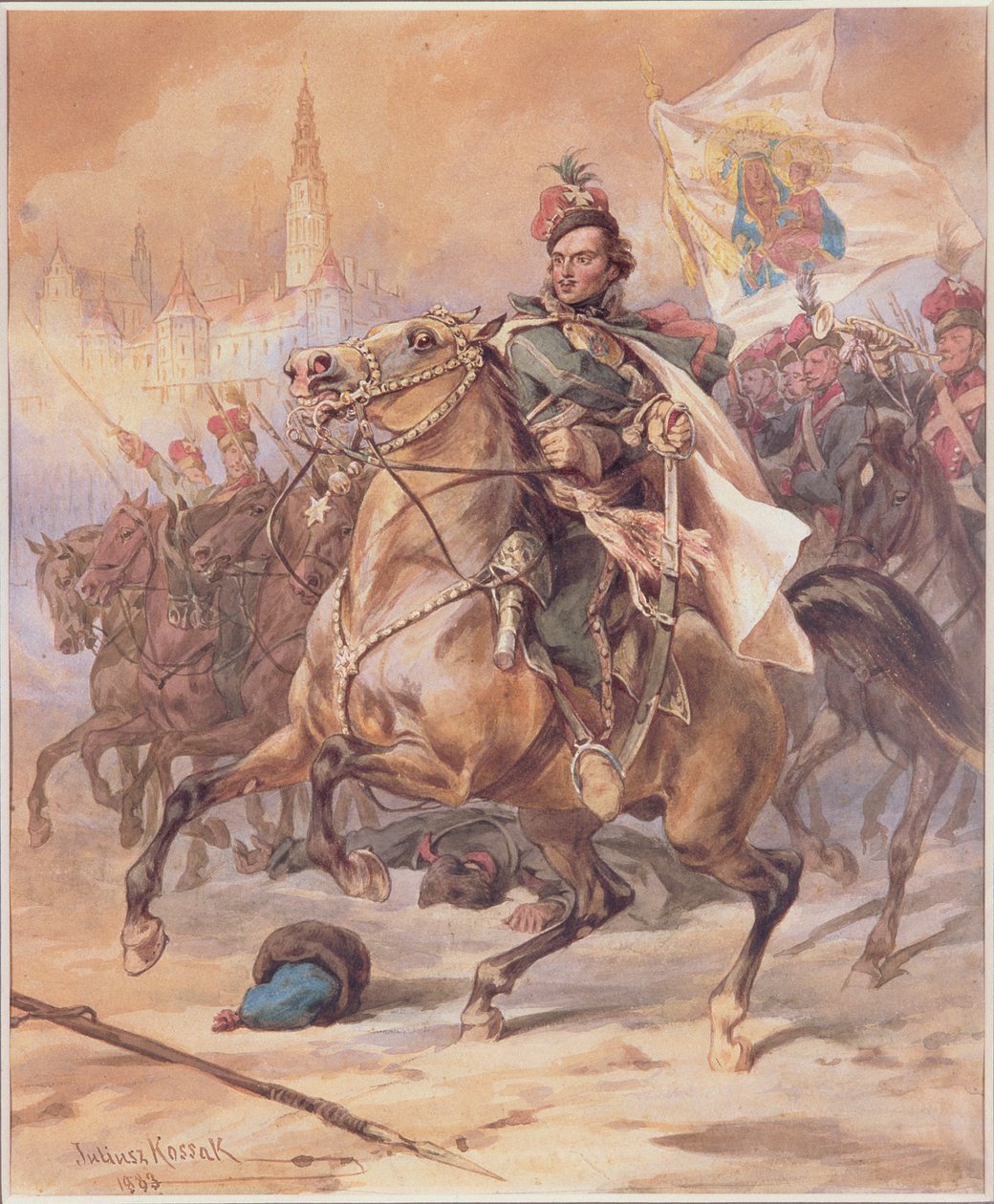 Kazimierz Pulawski (1747-79) en la Batalla de Czestochowa, diciembre de 1770, 1883 de Juliusz Fortunat Kossak