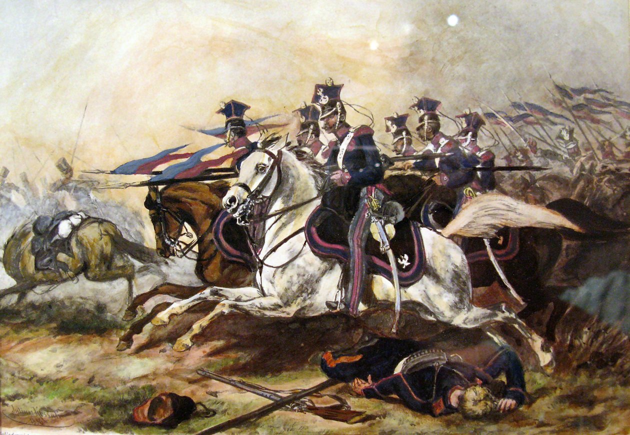Carga de la caballería de Poznań durante el Levantamiento de Noviembre de Juliusz Fortunat Kossak