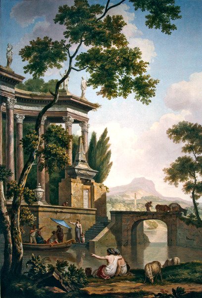 Paisaje arcádico con un monumento funerario de Jurriaan Andriessen
