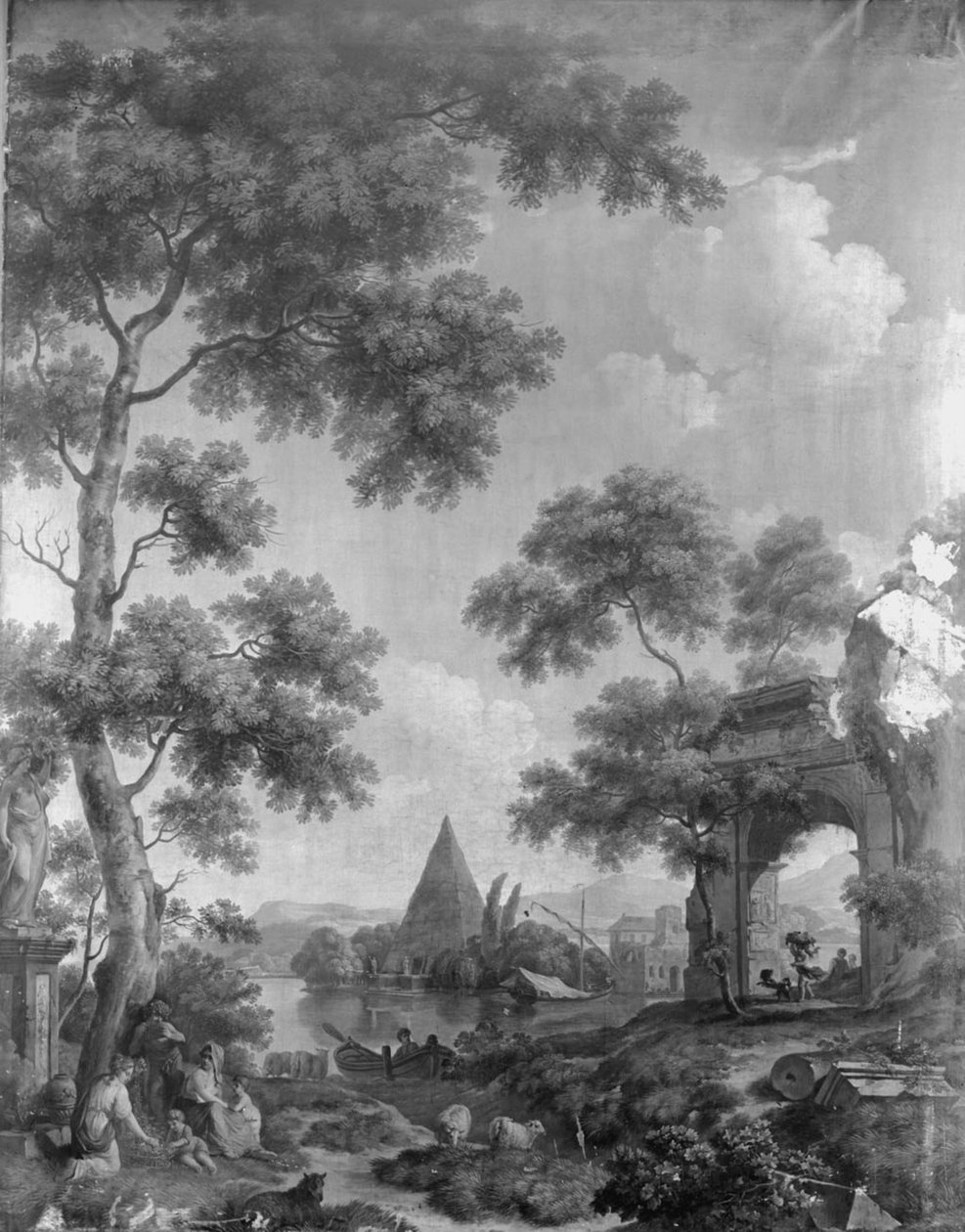 Tapiz mural con paisaje arcádico, perteneciente al salón de Herengracht 40 de Jurriaan Andriessen