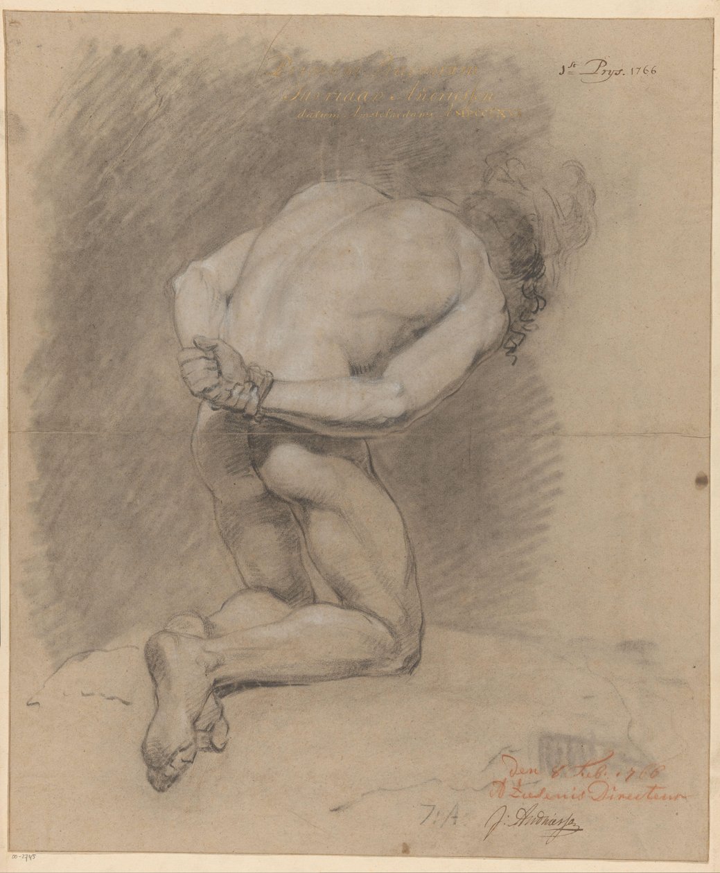 Desnudo masculino arrodillado visto desde atrás (1er premio 1766) de Jurriaan Andriessen