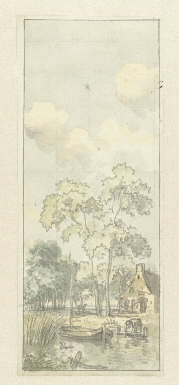 Diseño para pintar un papel pintado con un paisaje holandés de Jurriaan Andriessen