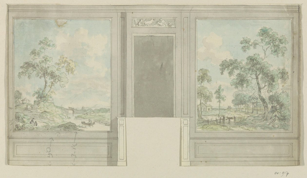 Dibujo de diseño para una pared de habitación de Jurriaan Andriessen