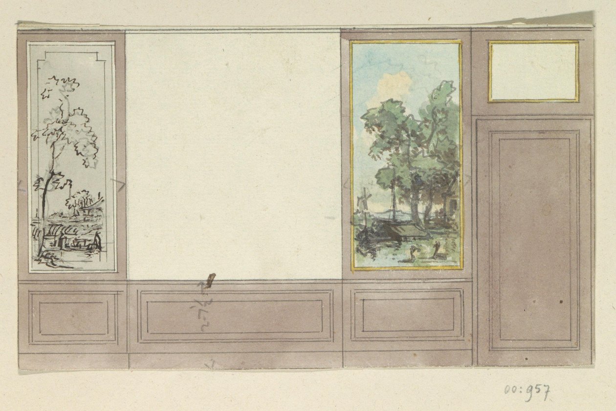 Dibujo de diseño para una pared de habitación de Jurriaan Andriessen