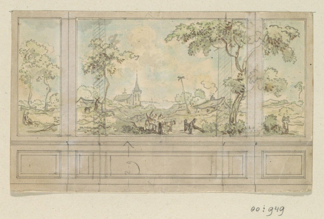 Dibujo de diseño para una pared de habitación de Jurriaan Andriessen