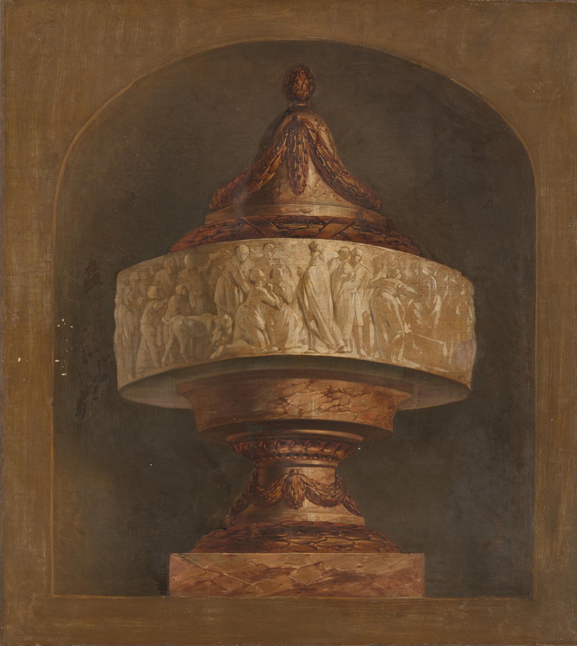 Trampantojo de una urna ornamental, perteneciente a la sala de Nieuwe Doelenstraat 22 de Jurriaan Andriessen