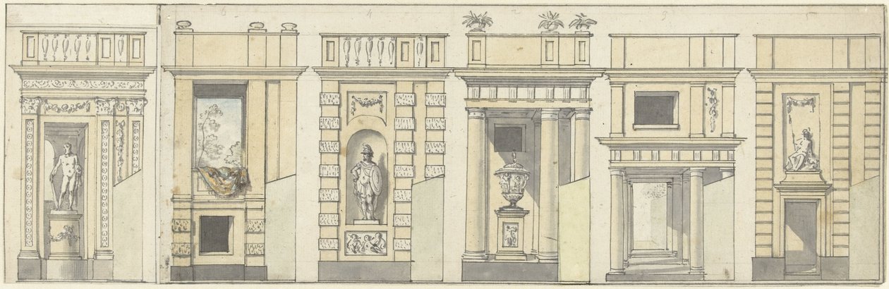 Seis diseños para una pared decorativa de Jurriaan Andriessen