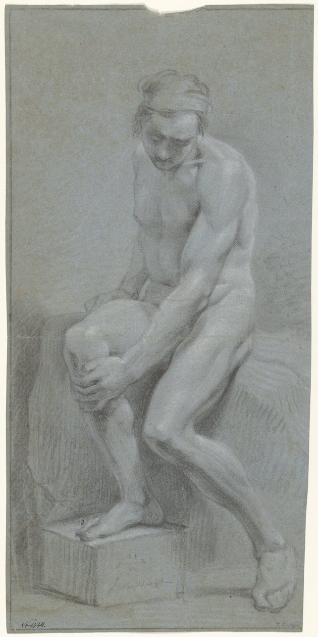 Desnudo masculino sentado, mano izquierda sobre la rodilla derecha de Jurriaan Andriessen