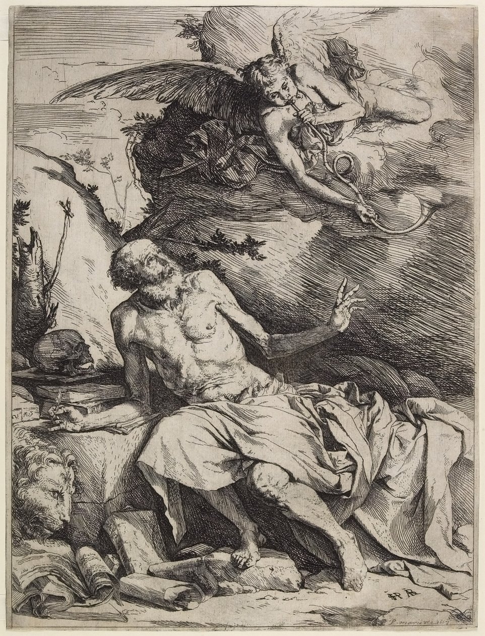 San Jerónimo escuchando la trompeta del Juicio Final, c. 1621 de Jusepe de Ribera