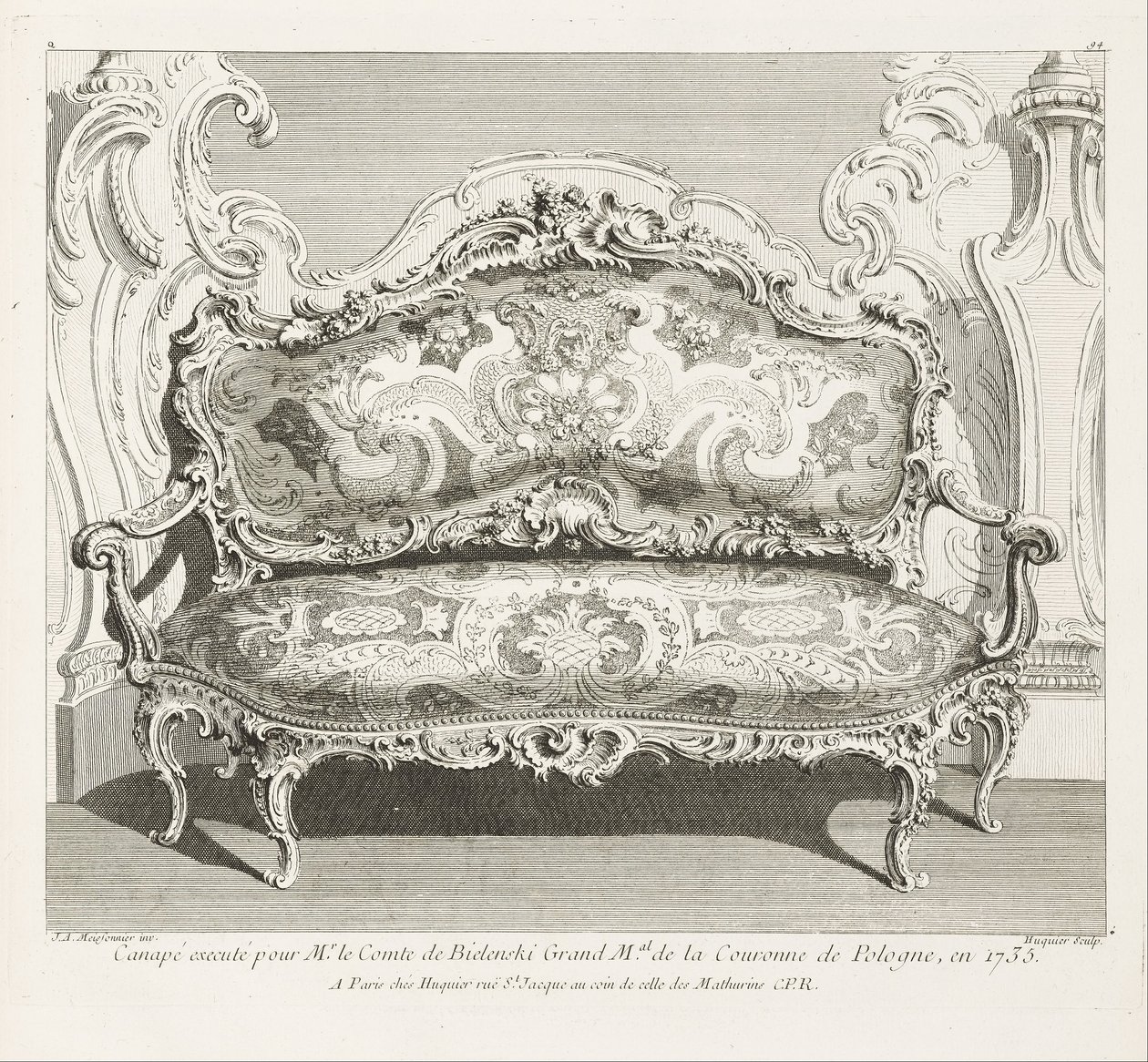 Canapé ejecutado para el Sr. Conde de Bielinski Gran Mariscal de la Corona de Polonia, en 1735 de Juste Aurèle Meissonnier