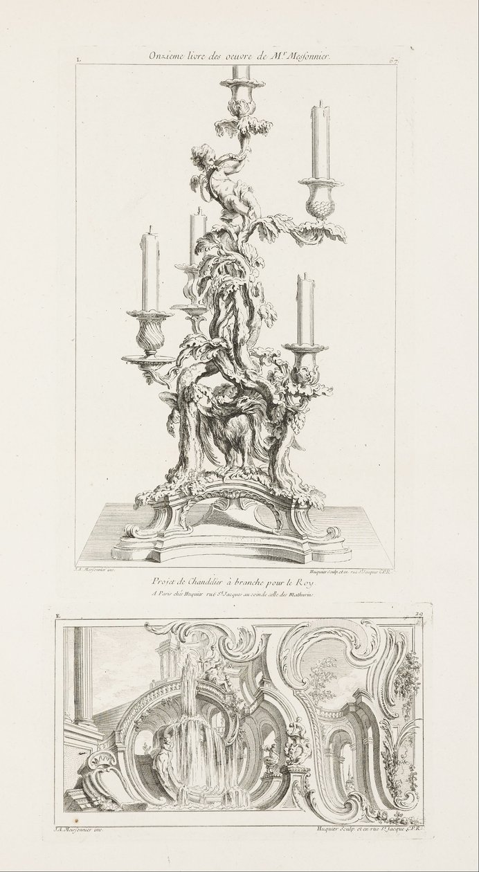 Proyecto de candelabro rama para el Rey de Juste Aurèle Meissonnier