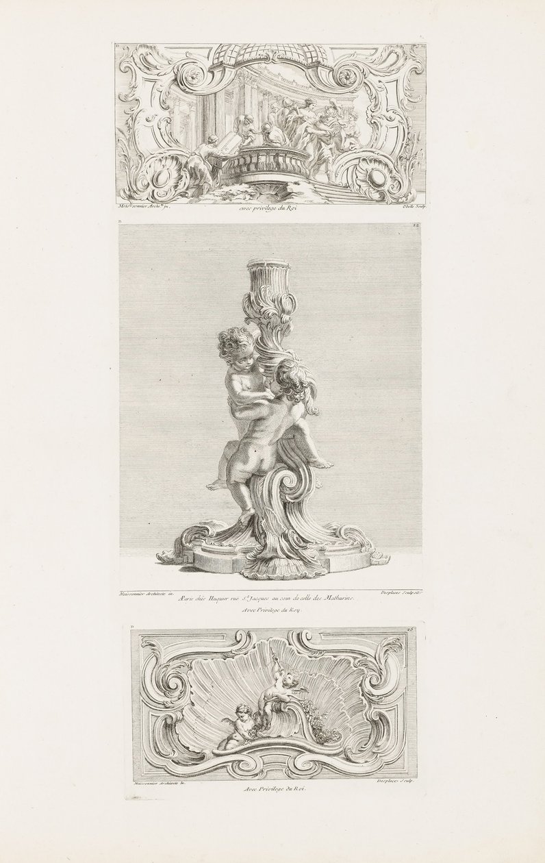 Panel de Ornamento que Representa el Rapto de Helena, pl. 24 en Oeuvre de Juste-Aurèle Meissonnier de Juste Aurèle Meissonnier