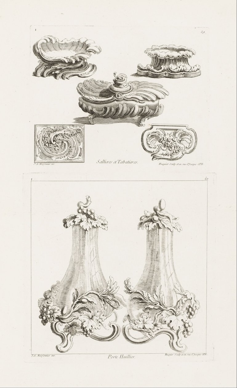Sallieres et Tabatières, pl. 69 en Oeuvres de Juste-Aurèle Meissonnier de Juste Aurèle Meissonnier