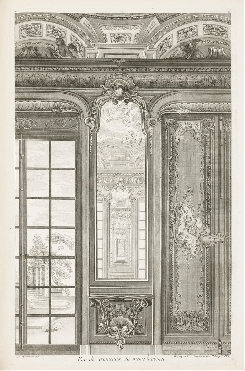 Vista de los trumeaux del mismo gabinete; Vista de los trumeaux del mismo gabinete, tercera placa de Juste Aurèle Meissonnier