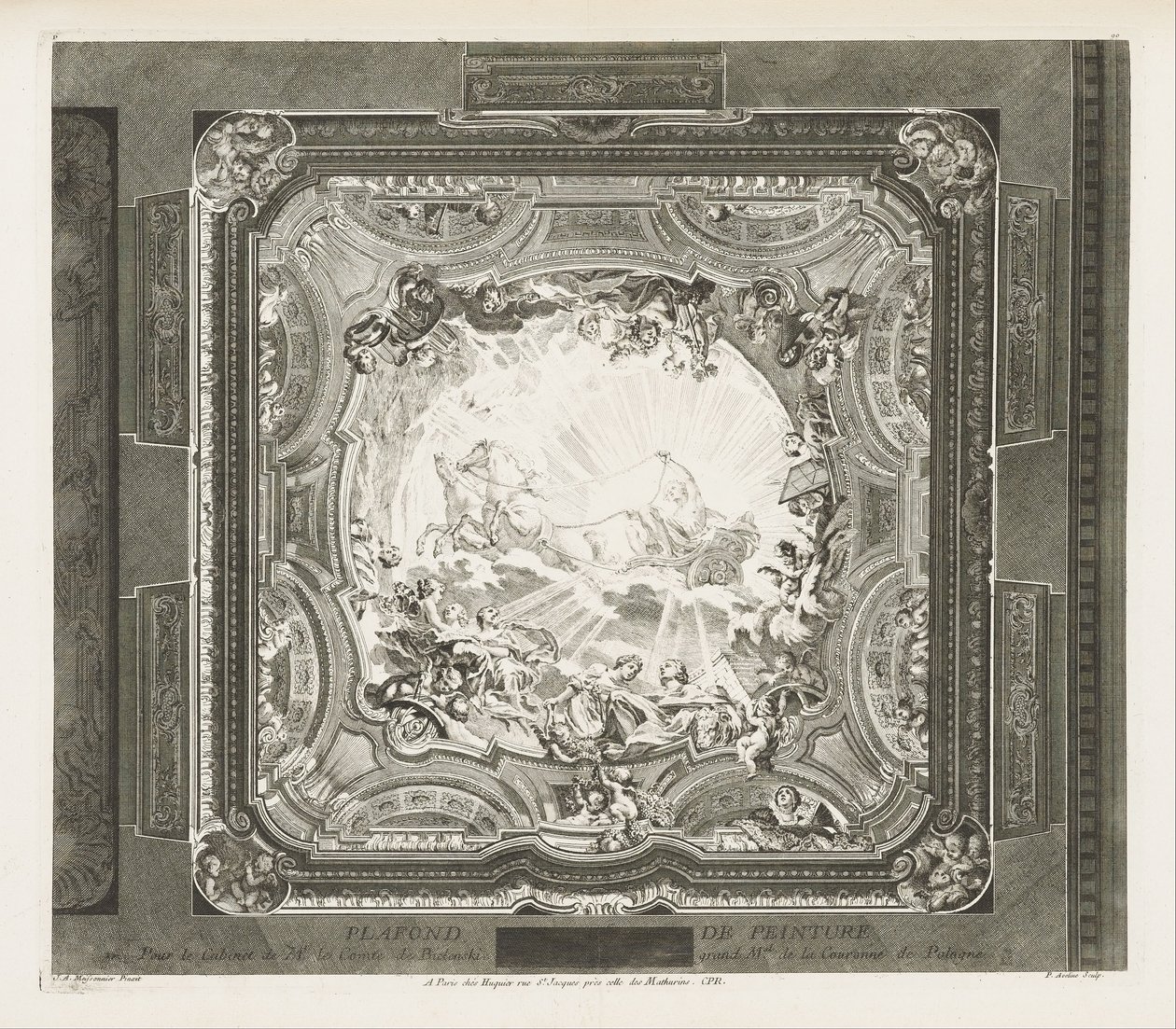 Techo de pintura; Techo del mismo gabinete, 4ta plancha de Juste Aurèle Meissonnier
