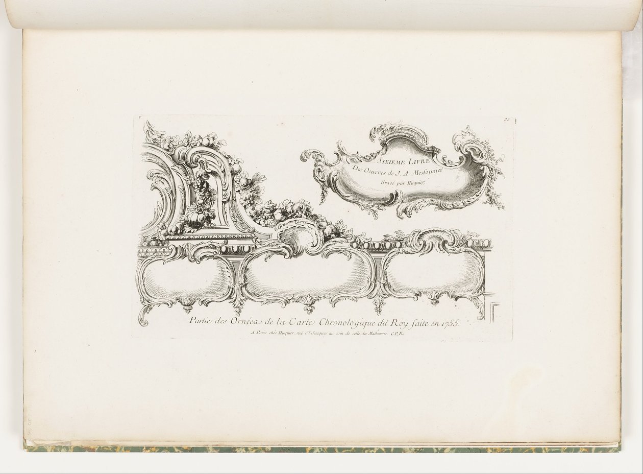 Parte de la ornamentación de la cronología de 1733 (Antiguo Testamento) para el Rey, pl. 35 en Oeuvre de Juste Aurele Meissonnier de Juste Aurèle Meissonnier