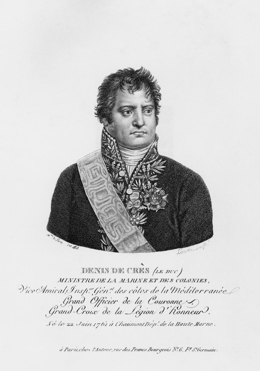 Denis Decres, Ministro de Marina y Colonias, grabado por Lanvin, 1813 de Justine Le Suire