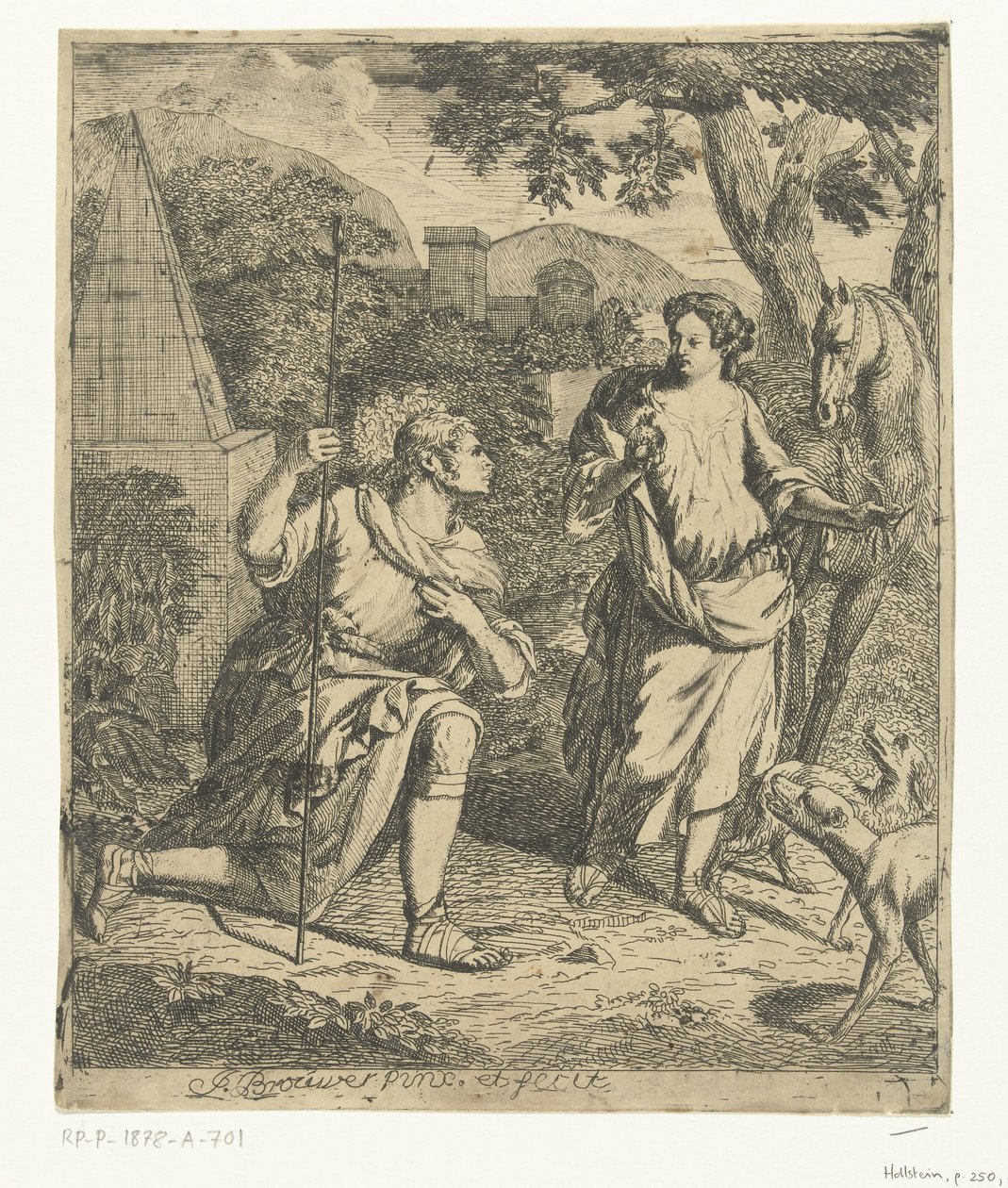 Escena pastoral pone a Granida en Daifilo de Justus Brouwer