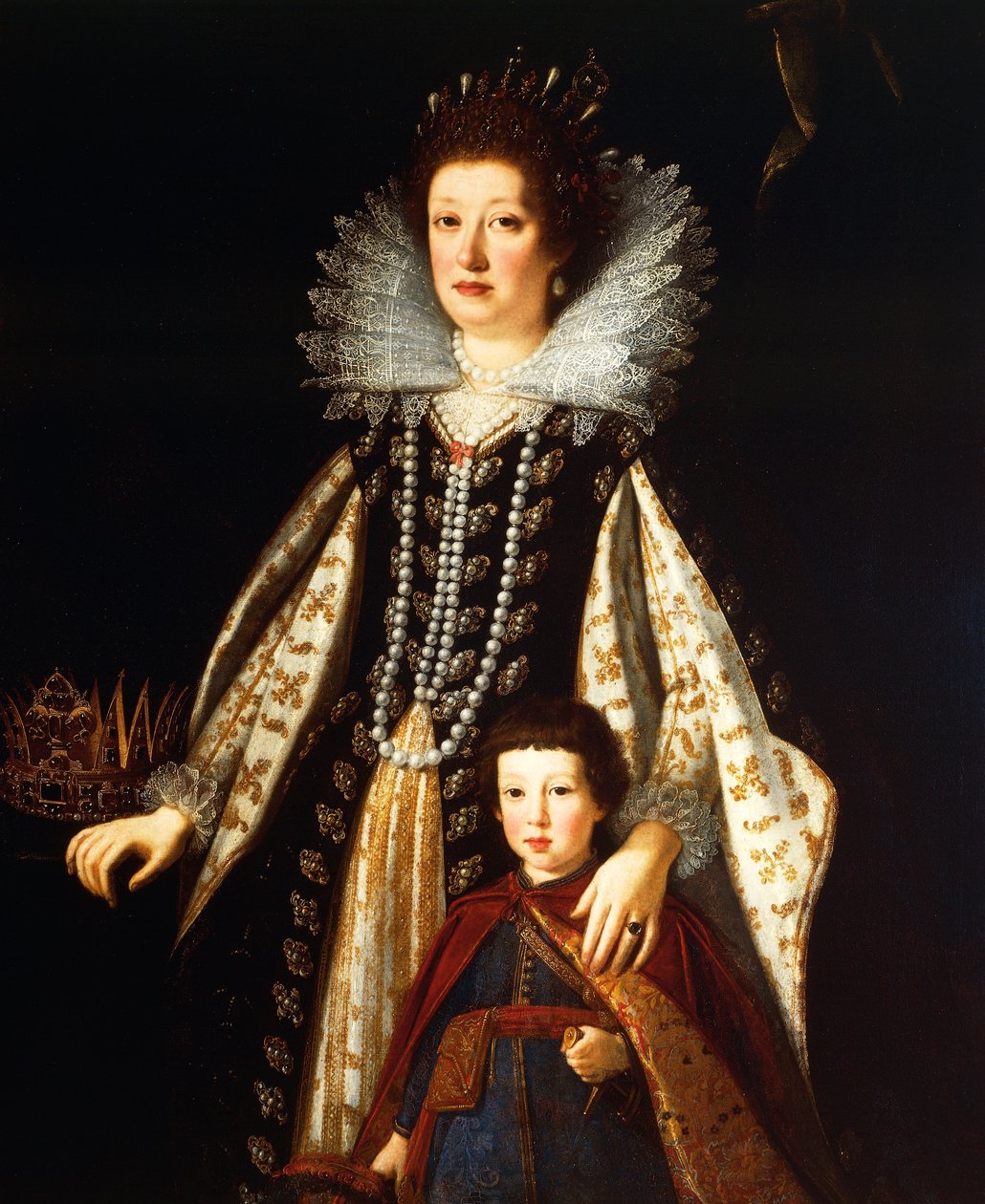 Retrato de la Archiduquesa María Magdalena de Austria con su hijo Fernando II de Justus Sustermans