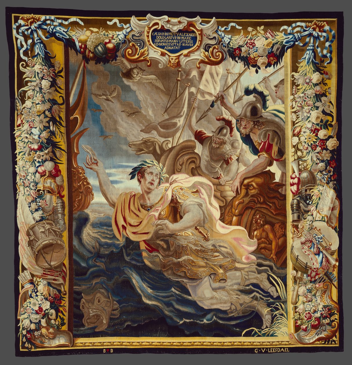 César se arroja al mar de La historia de César y Cleopatra de Justus van Egmont
