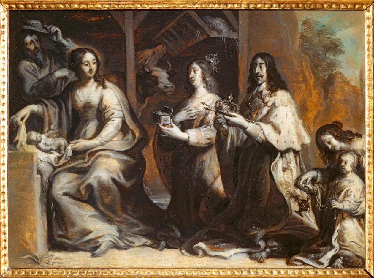 Luis XIII, Ana de Austria y el Delfín rezando ante la Sagrada Familia - Luis XII ... de Justus van Egmont