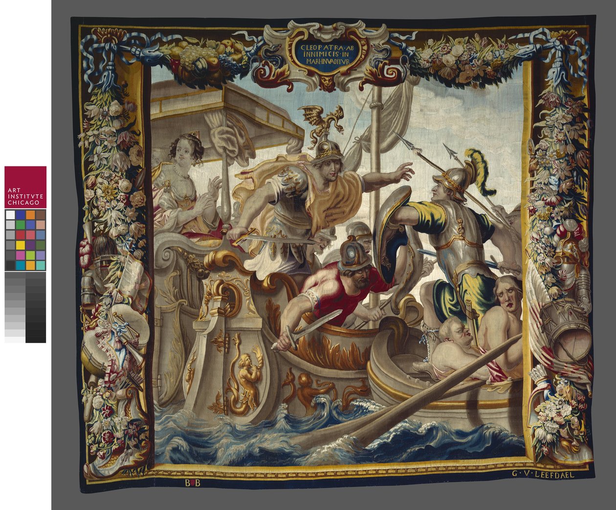 La Batalla de Actium de La Historia de César y Cleopatra, Taller de William van Leefdael, c.1680 de Justus van Egmont