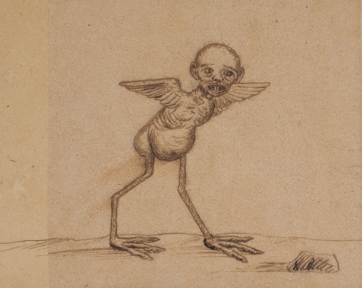 Motivo de una leyenda del este de Groenlandia (Un ser pájaro con cabeza de niño. Uno de los dos tupilaks de la familia Andreassen) de Kaarale Andreassen