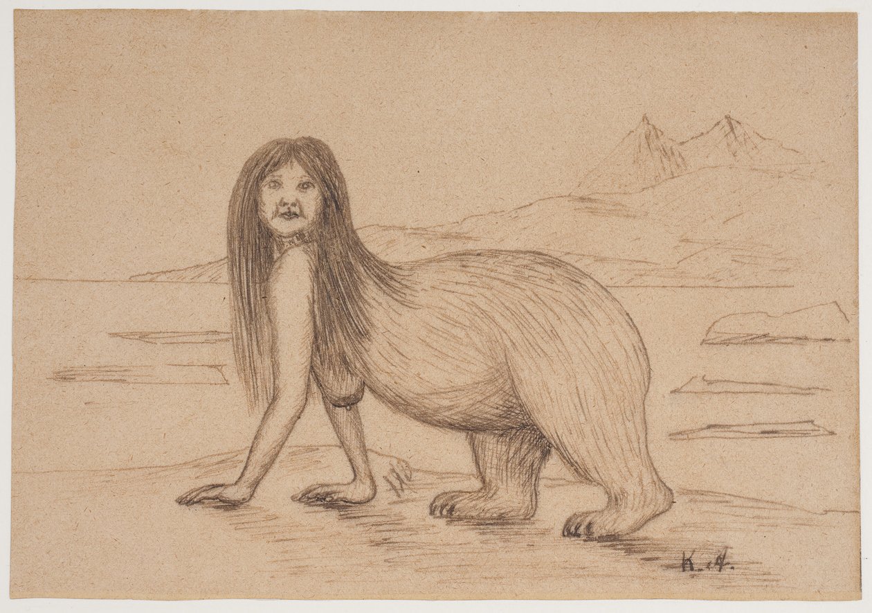 Mujer con parte trasera de un oso polar (ilustración para una leyenda inuit) de Kaarale Andreassen