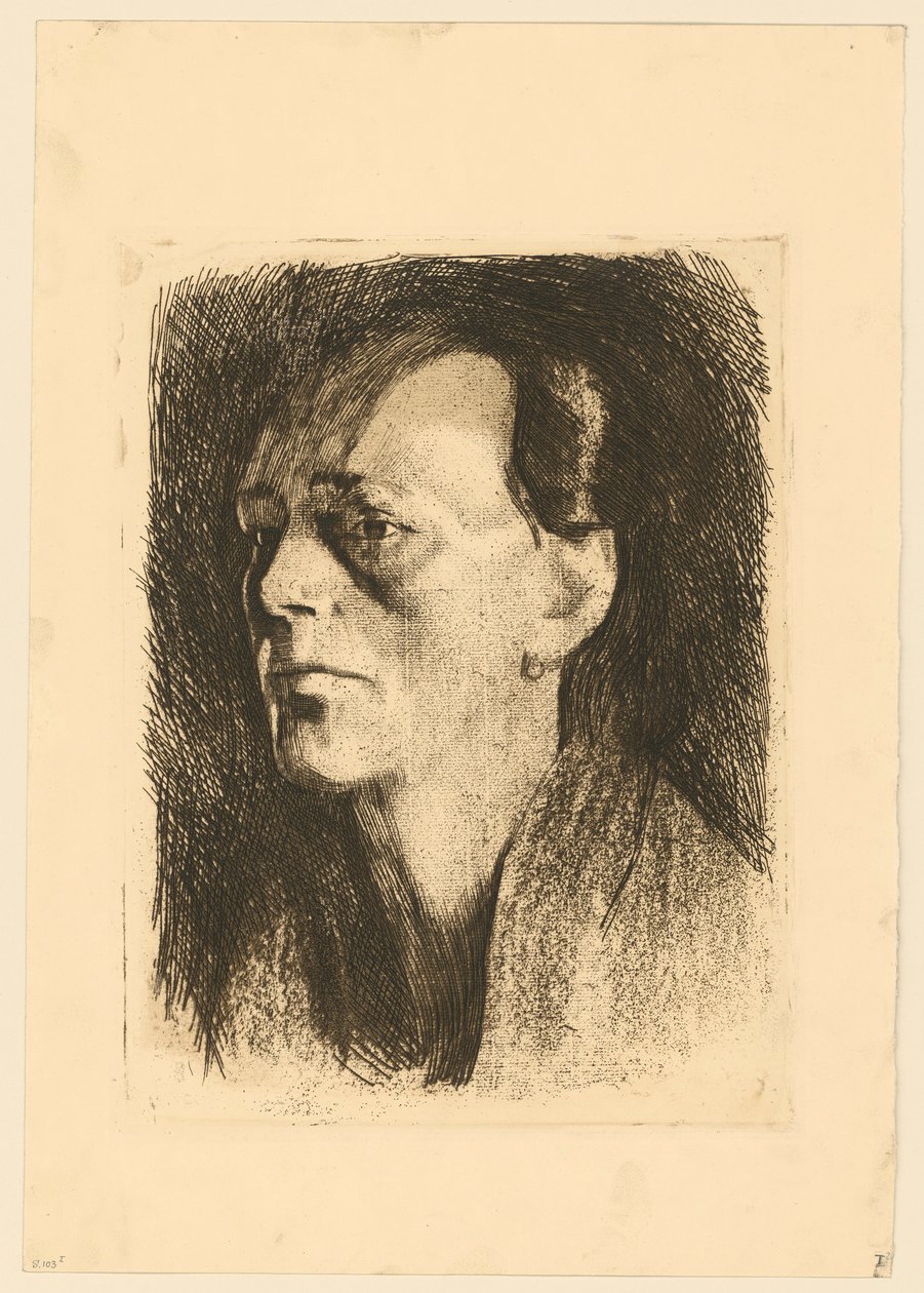 Mujer trabajadora (con el pendiente) (1.er estado) de Käthe Kollwitz