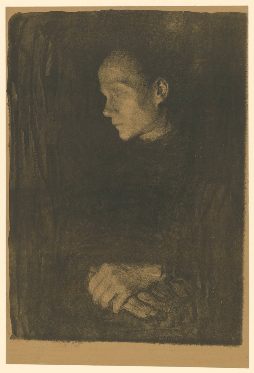 Mujer trabajadora de perfil hacia la izquierda (versión definitiva, 1.ª fase) de Käthe Kollwitz