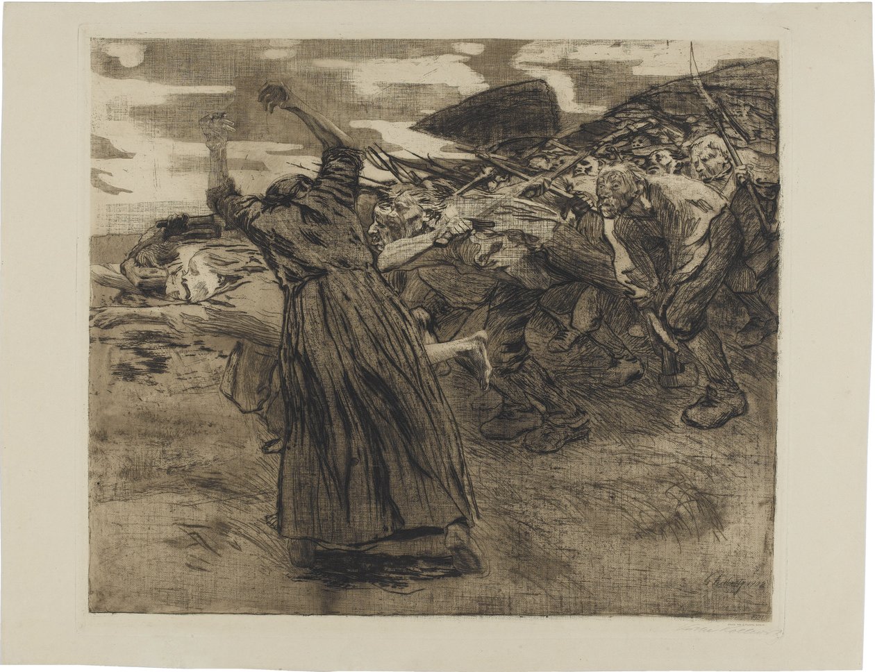 Guerra de los Campesinos, lámina 5: Estallido de Käthe Kollwitz