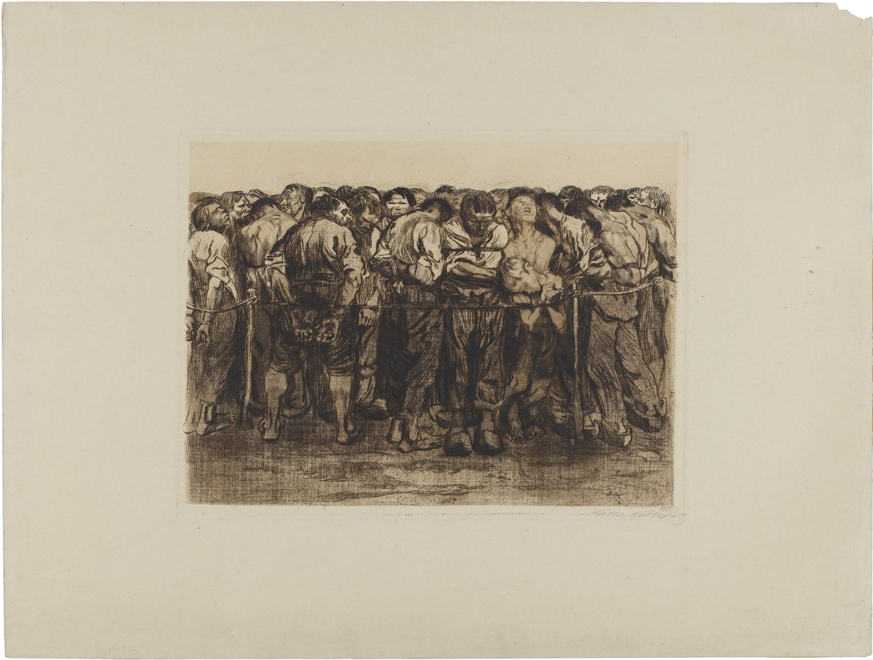 Guerra de los campesinos, lámina 7: Los prisioneros de Käthe Kollwitz