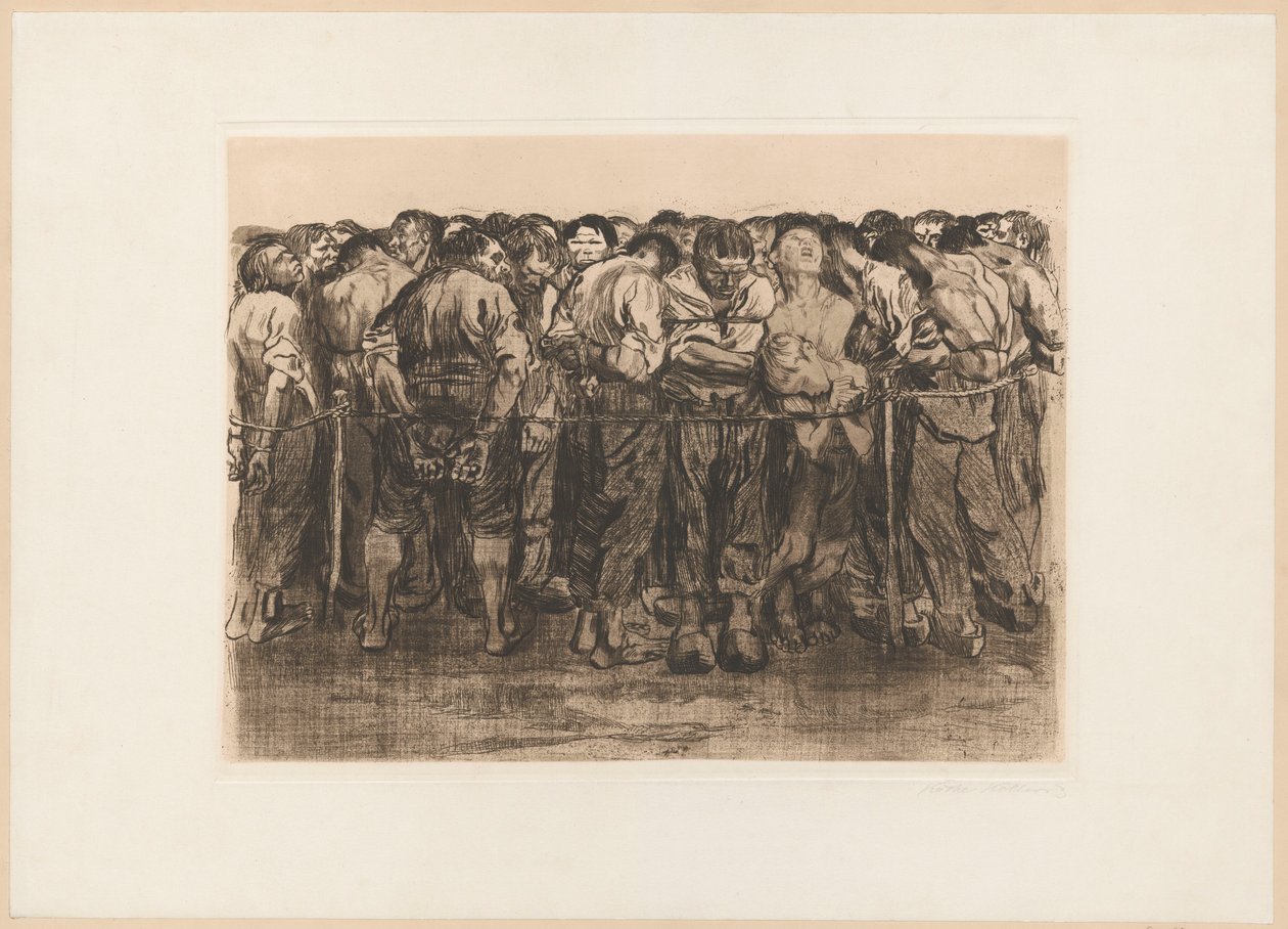 Los prisioneros, lámina VII del ciclo: La Guerra de los Campesinos de Käthe Kollwitz