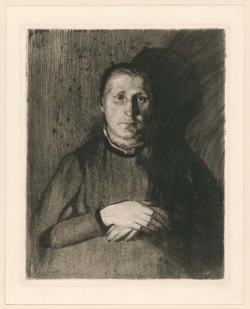 Mujer con las manos superpuestas (2.º estado) de Käthe Kollwitz